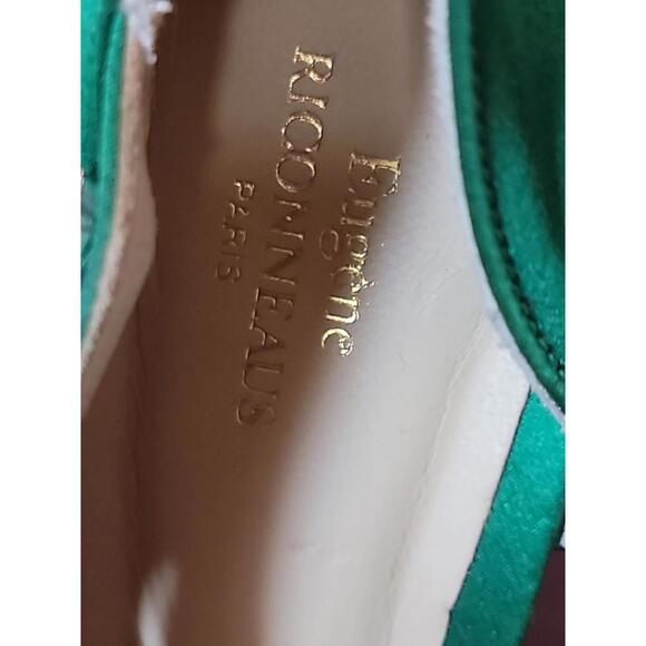 EUGENE RICONNEAUS GREEN SATIN/LEATHER STUDDED LEAF heels shoes ART Size 38 $1260 - Picture 5 of 14